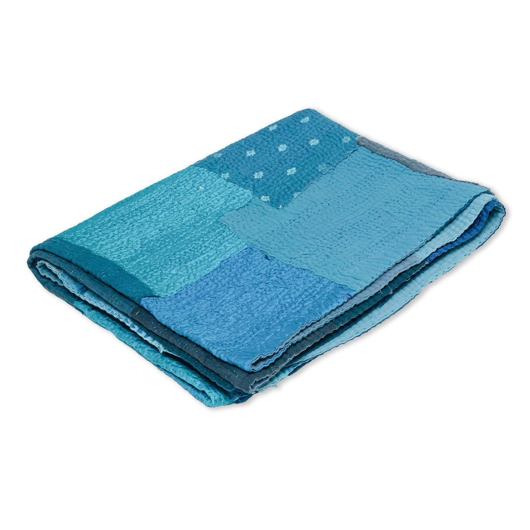 Night Sky Fray Patch Kantha Throw