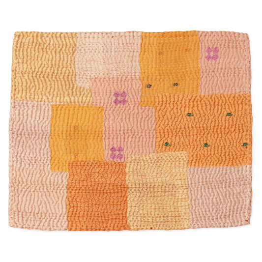 Mosaic Fray Handmade Kantha placemats (set of 2)  - Peach Blush