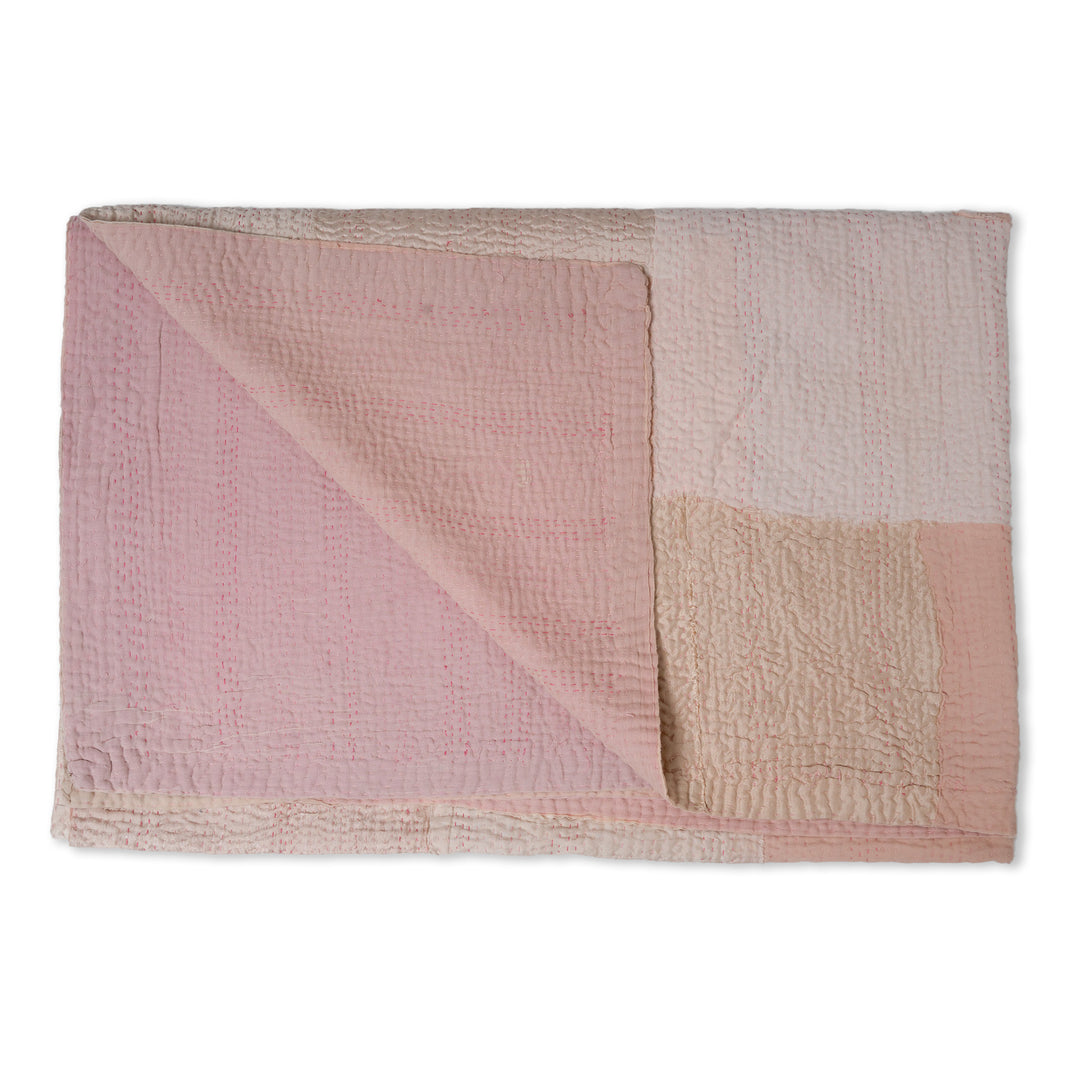 Mosaic Fray Handmade Vintage Kantha Throw -Shallot -