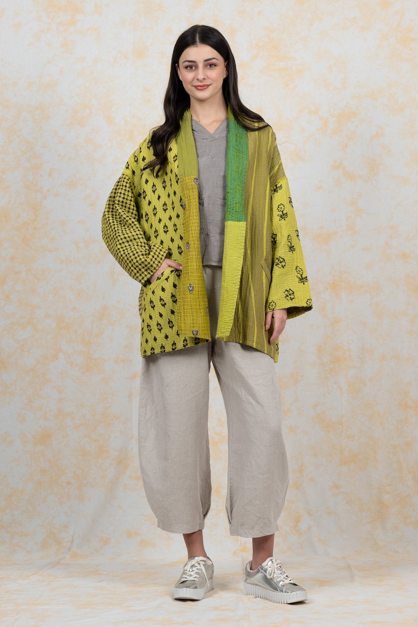 BBK PATCH KANTHA-JACKET SHORT HAORI - bl-bbp4j106-lim-