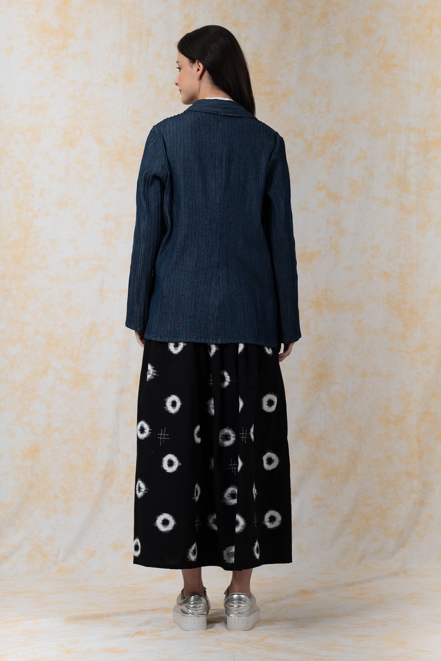 SOFT DENIM MACHINE PINTUCK-BASIC-JACKET - bl-dt1052-nvy-