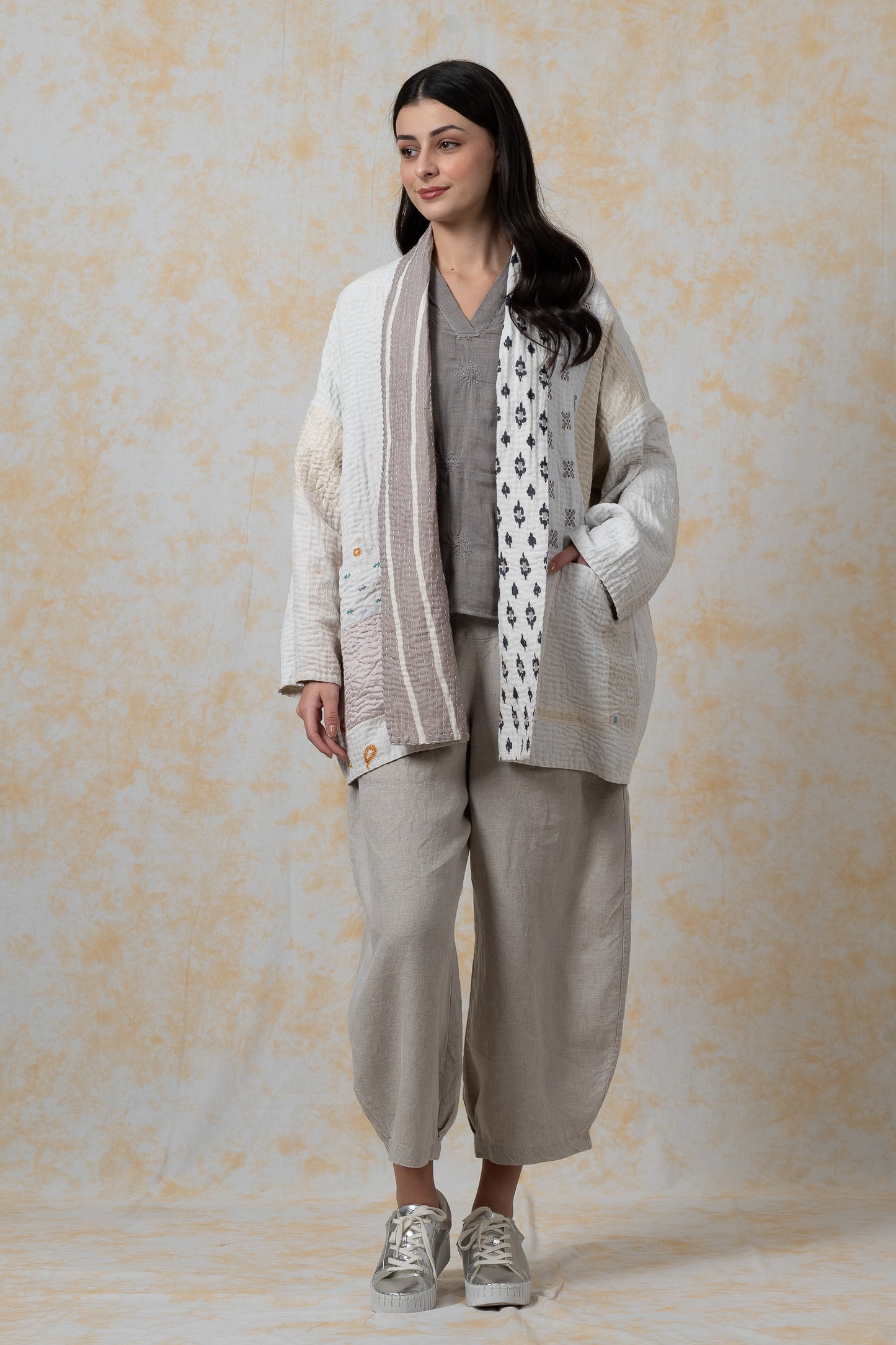 BBK PATCH KANTHA-JACKET SHORT HAORI - bl-bbp4j106-ivy-
