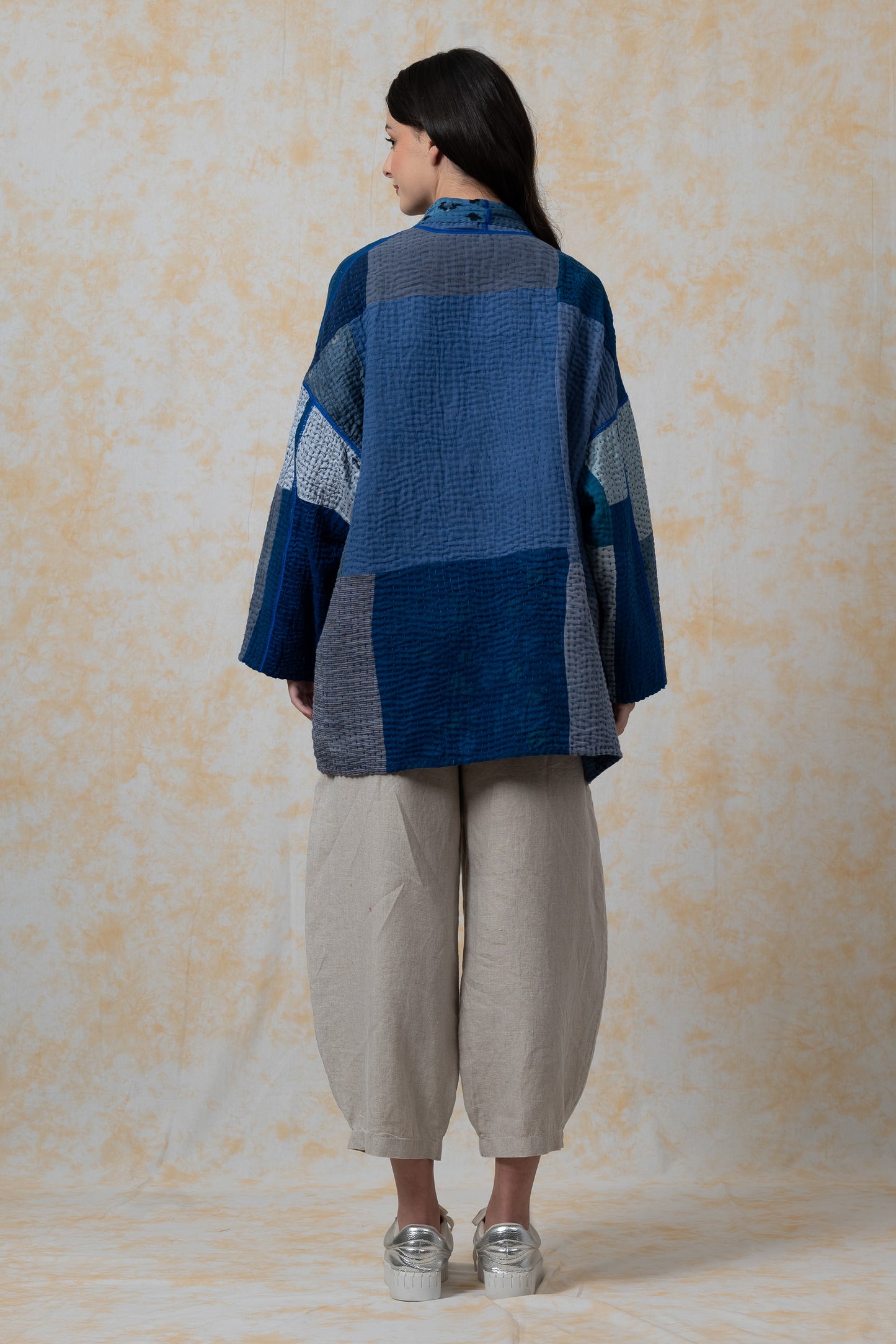 BBK PATCH KANTHA-JACKET SHORT HAORI - bl-bbp4j106-nvy-