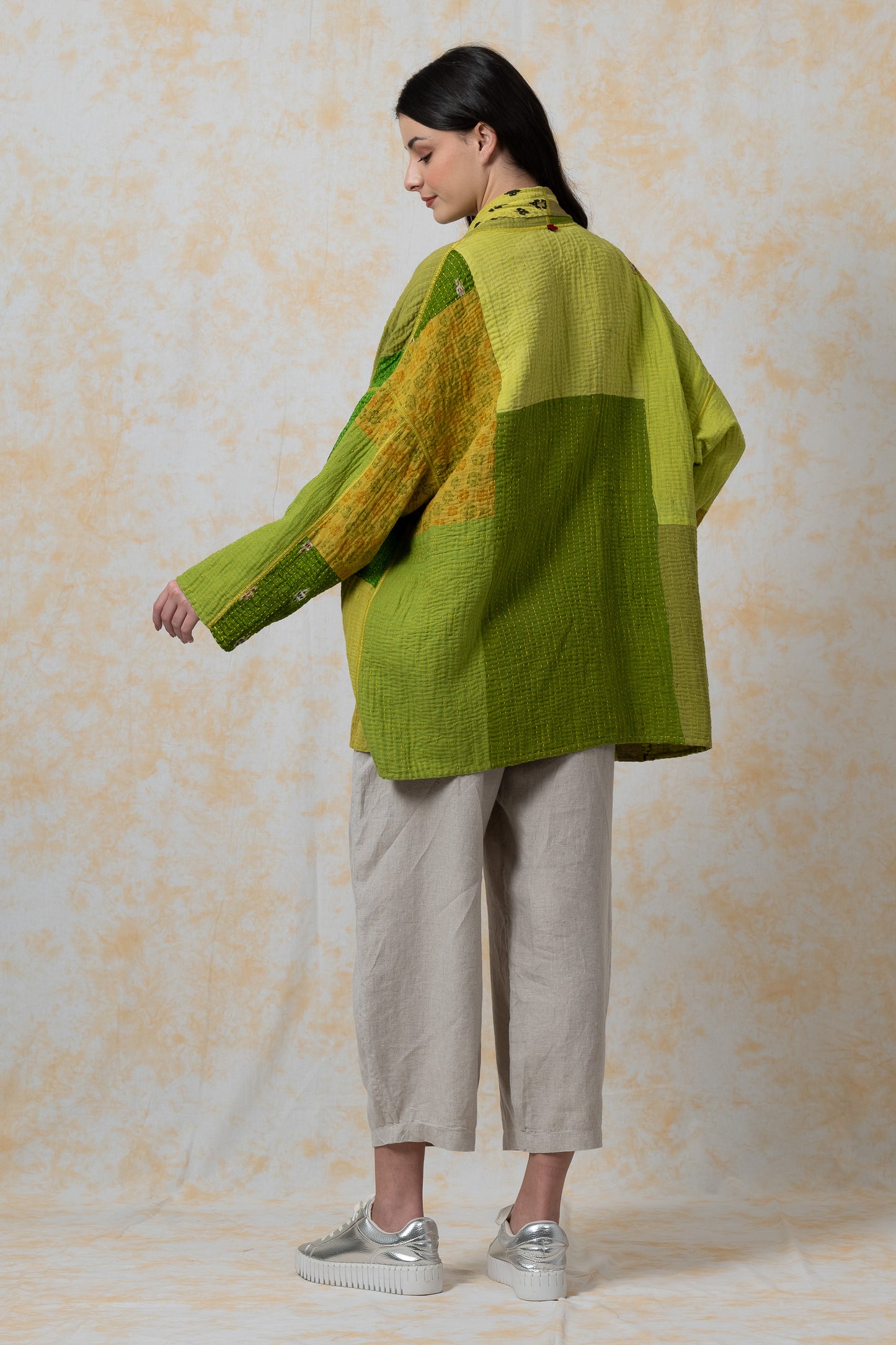 BBK PATCH KANTHA-JACKET SHORT HAORI - bl-bbp4j106-lim-