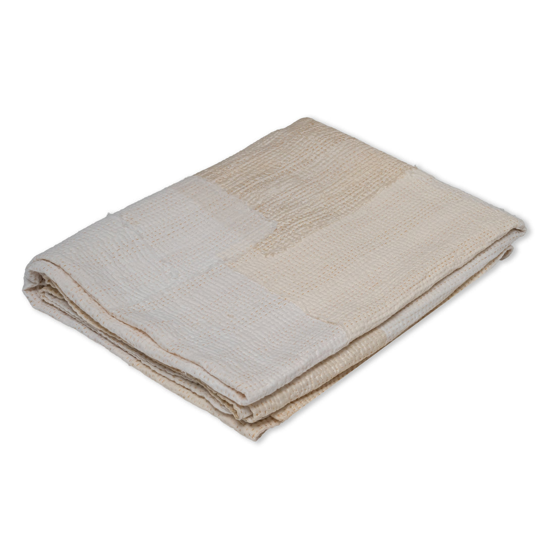 Mosaic Fray Handmade Vintage Kantha Throw -Cauliflower -