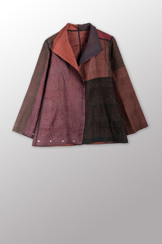 JAIPUR PATCH KANTHA SHORT JKT - jp4007-brn -