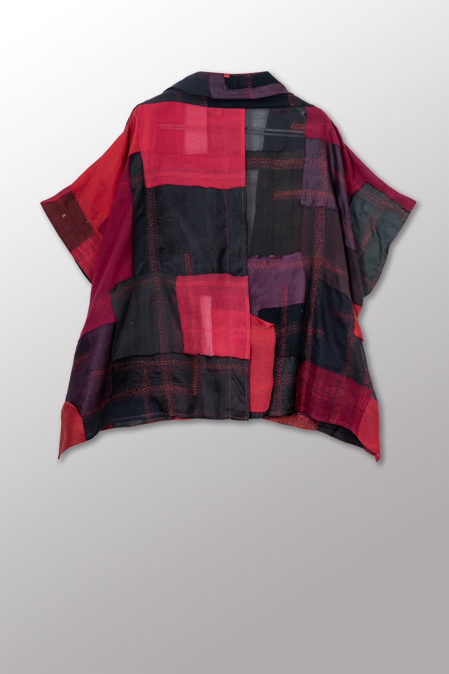 MOSAIC OMBRE KANTHA PONCHO TOP - mo1568-red -