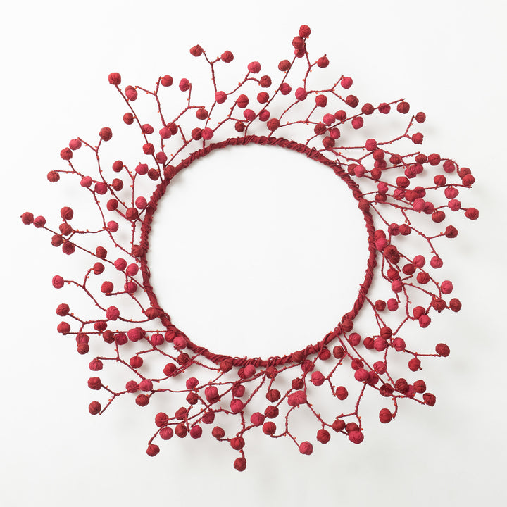 Red Kantha Wreath (metallic kantha)