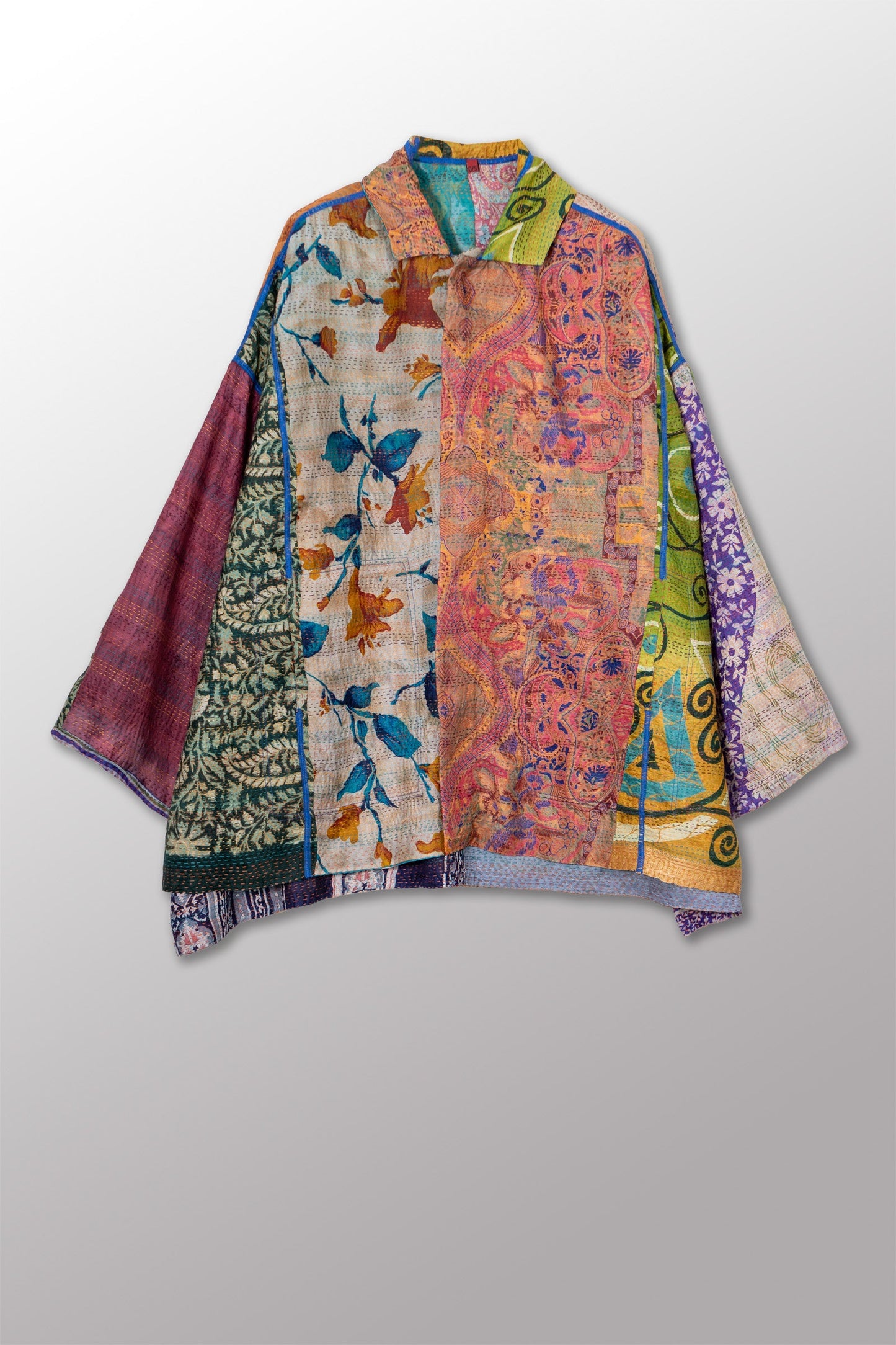 VINTAGE SILK KANTHA OVERSIZED MINI COAT - sv2332-0010a -