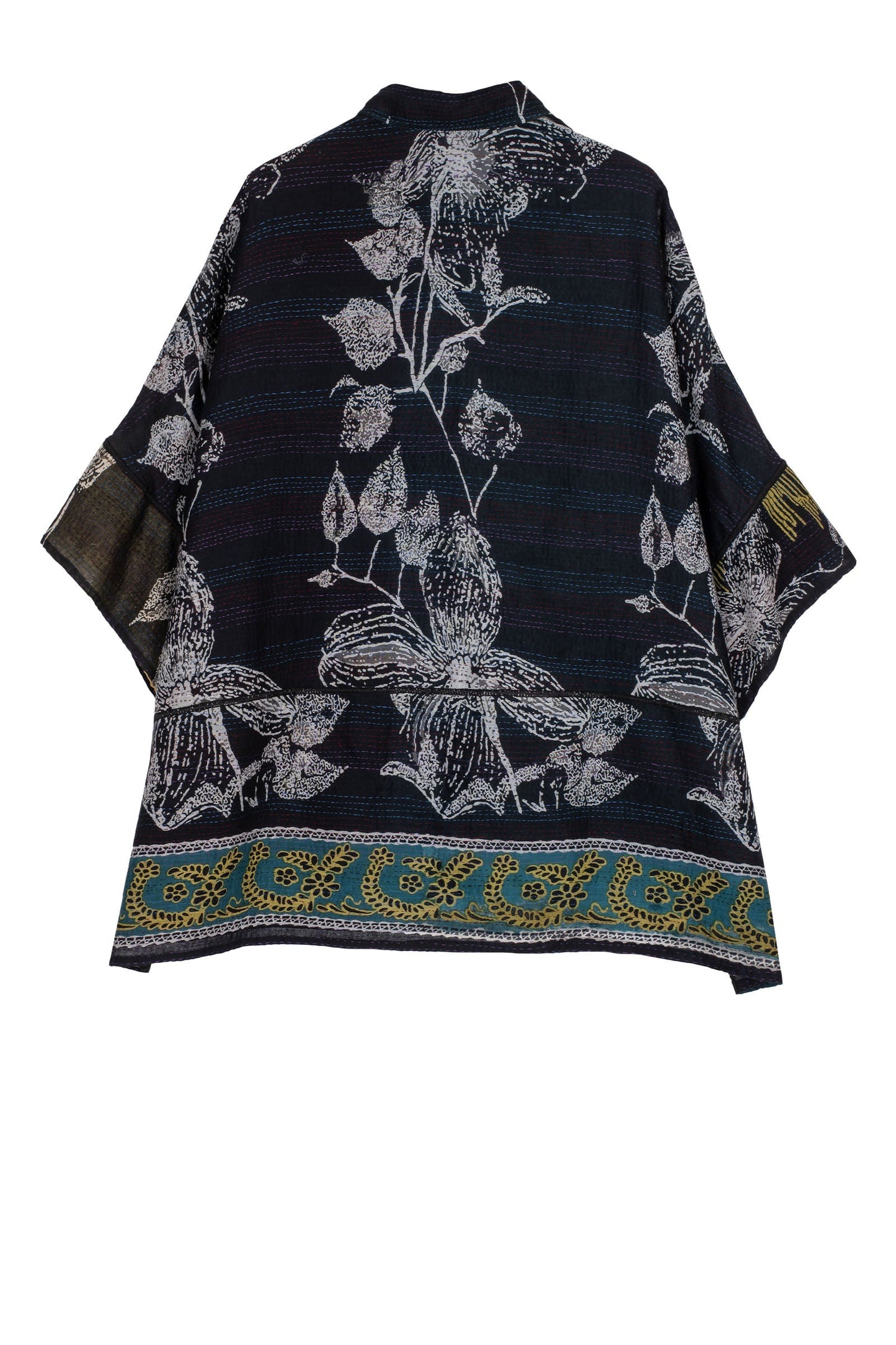 ORGANIC LEAVES KANTHA WIDE SHIRT - ol2546-blk -