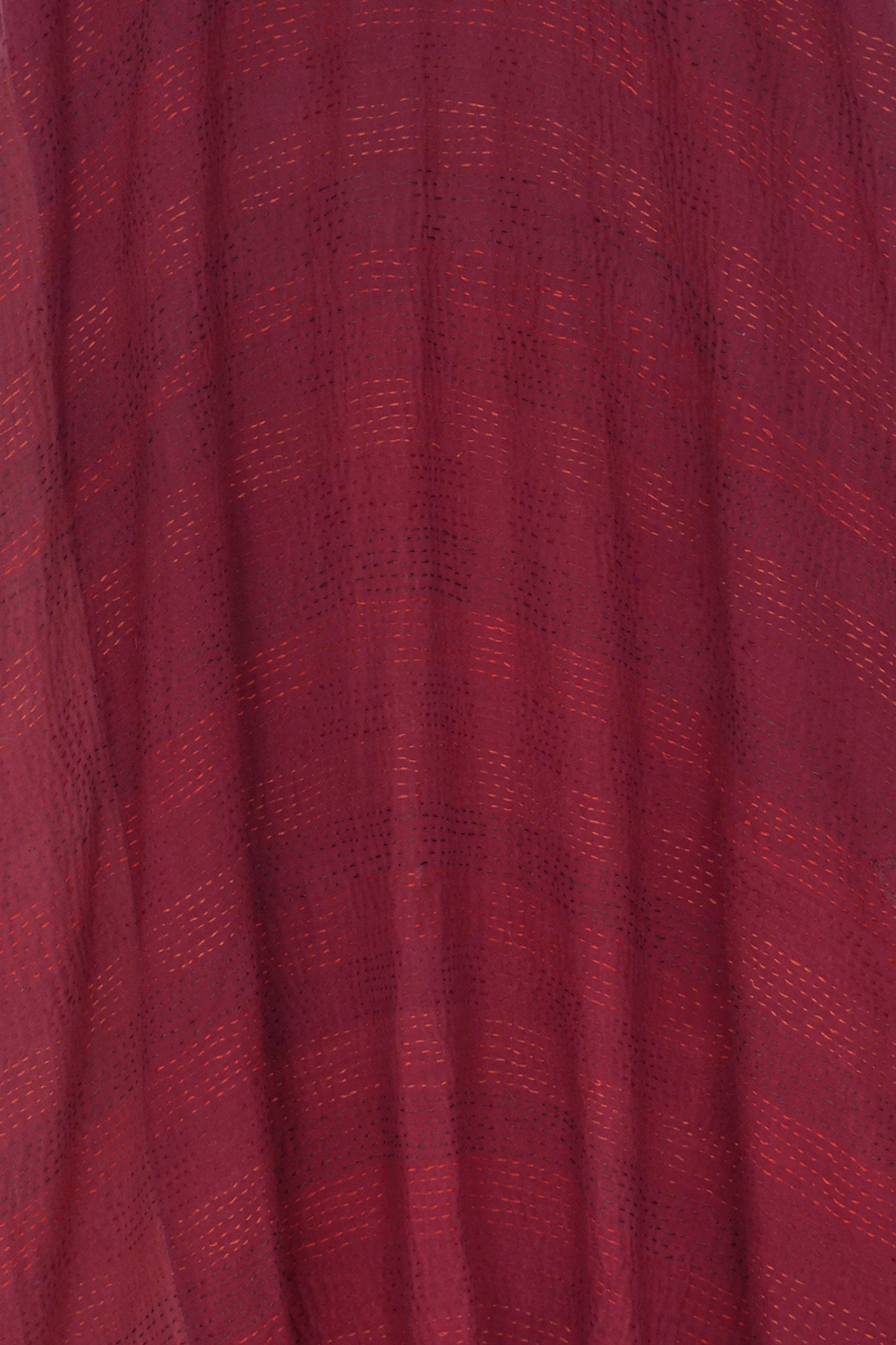 LANDSCAPE FRAYED PATCH KANTHA COWL NECK TUNIC - lf2523-red -