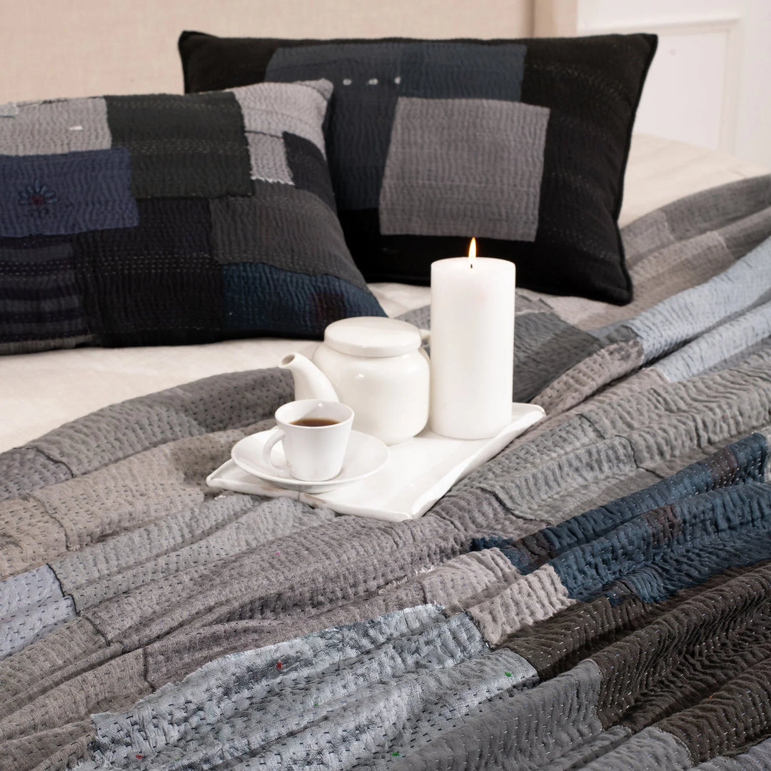 Landscape Handmade vintage Kantha Quilts - Black