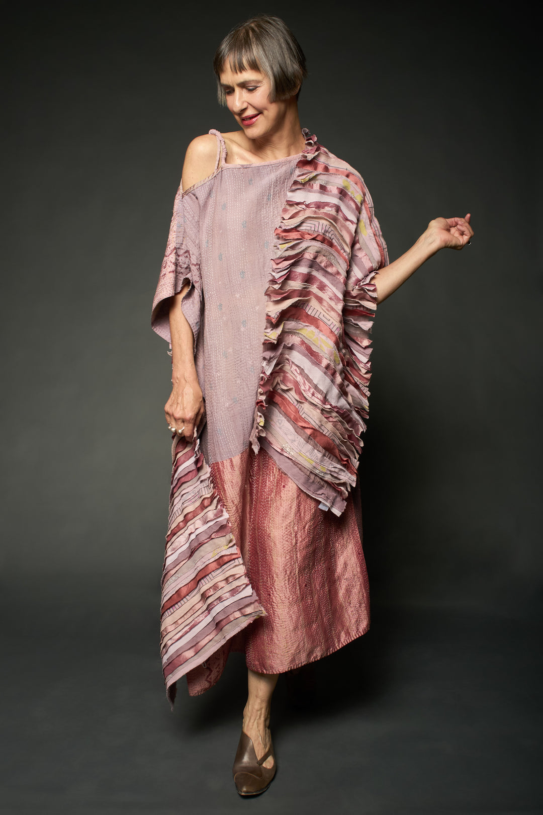 WAVY STRIPE KANTHA SCARF STANDARD - wv2801-mov -