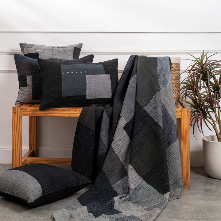 Landscape Handmade vintage Kantha Quilts - Black