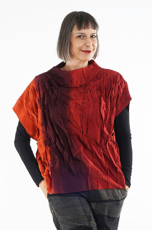 DYED COTTON SILK HEAVY VOILE WAVY TUCK PULLOVER VEST - dh1242-ord -