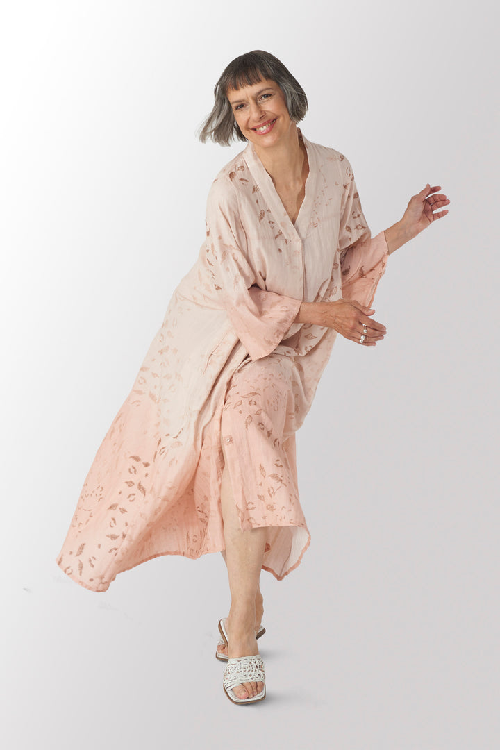 Lounge Wear Throw Kantha V- Neck Flare Sleeve  Dress