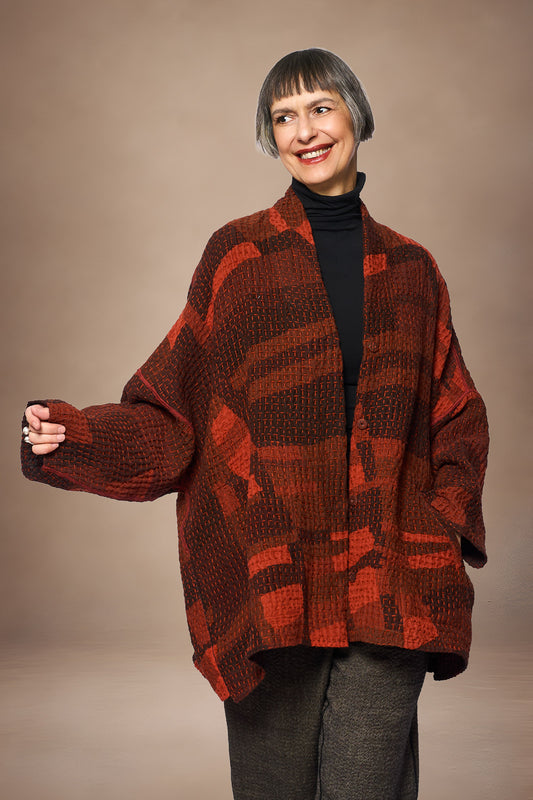 ABSTRACT WAFFLE KANTHA KIMONO WRAP SHORT - bw3358-org -