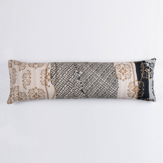 Cotton ombre handmade kantha Lumber Pillow - Black