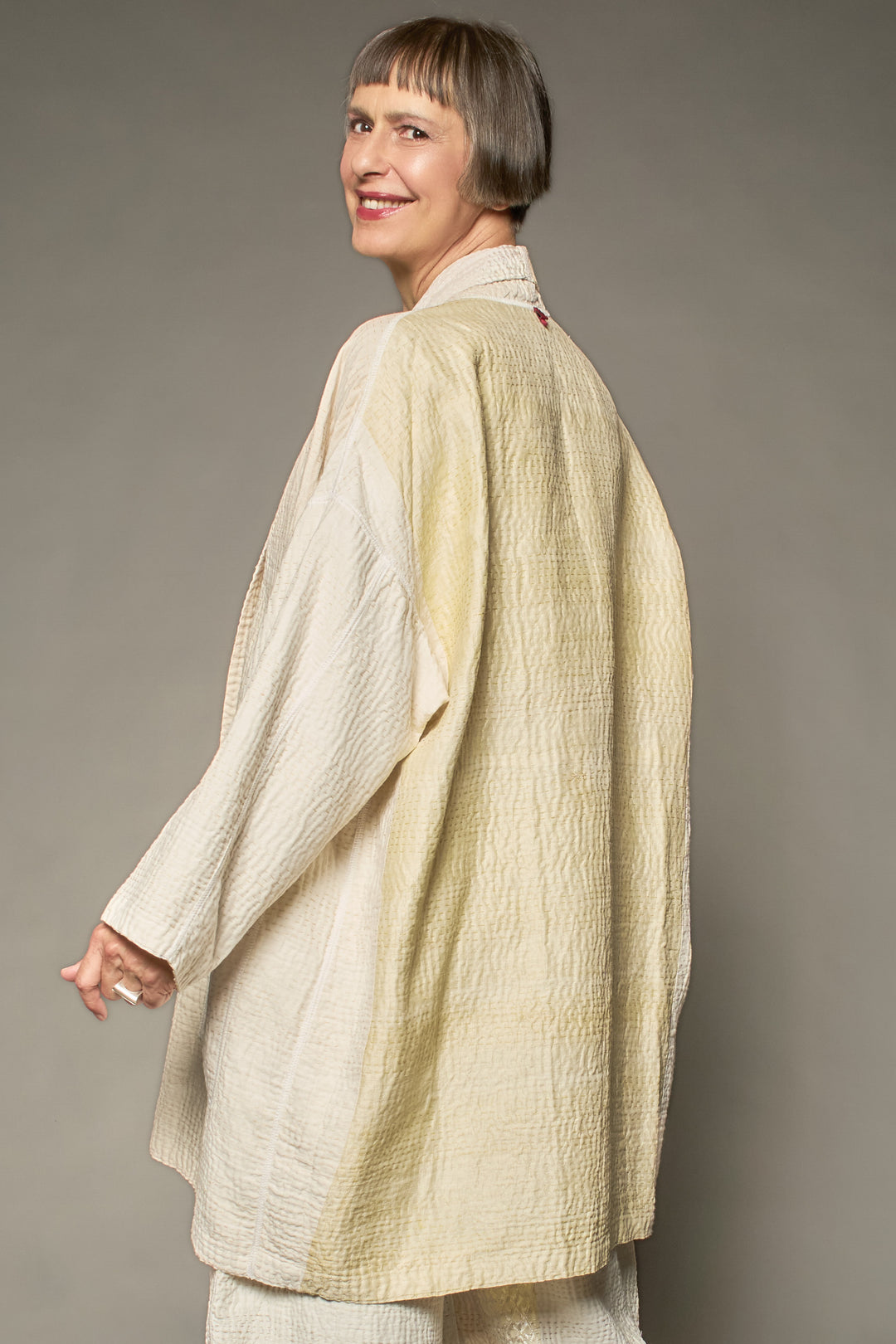 JAIPUR WHITE KANTHA HAORI JACKET - jw4068-ivy -