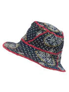 VINTAGE COTTON KANTHA CIRCULAR CUT BRIM HAT - cv2882-blk -