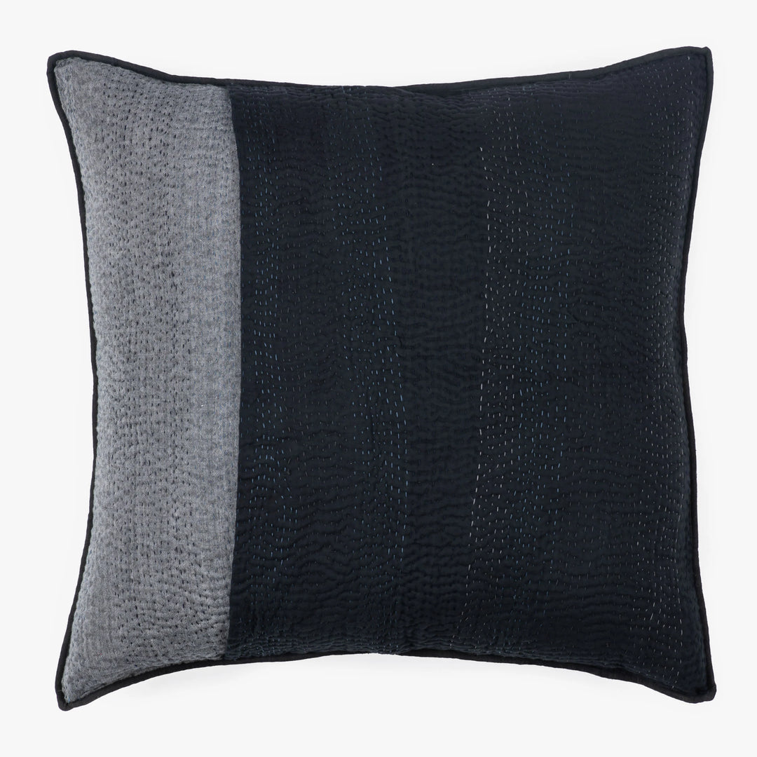 Landscape Handmade vintage Kantha Pillow - Black