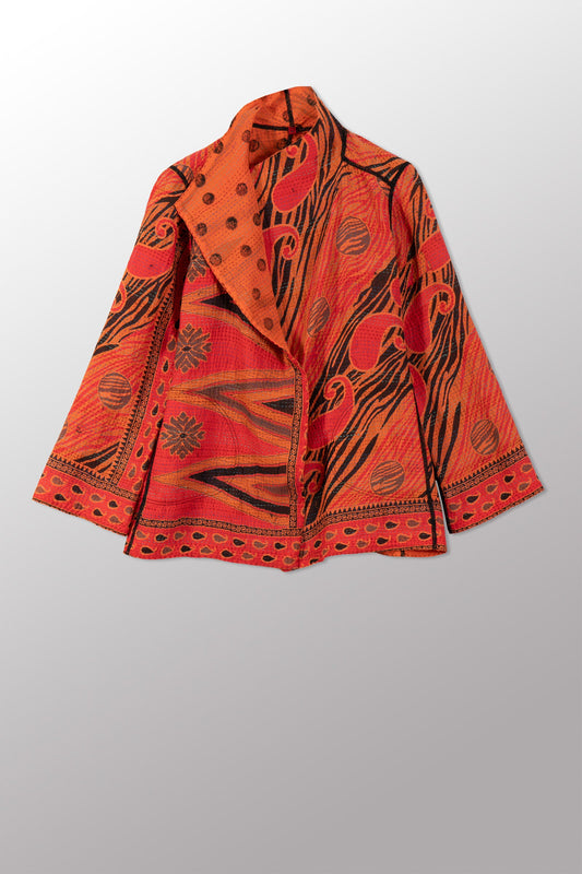 VINTAGE COTTON & NEW VOILE KANTHA SHORT JKT - cn2007-0005m -