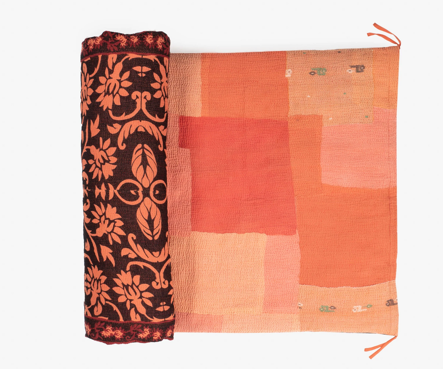 Mosaic Fray Handmade Vintage Kantha Day Bed Mattress Cover -Carrots-