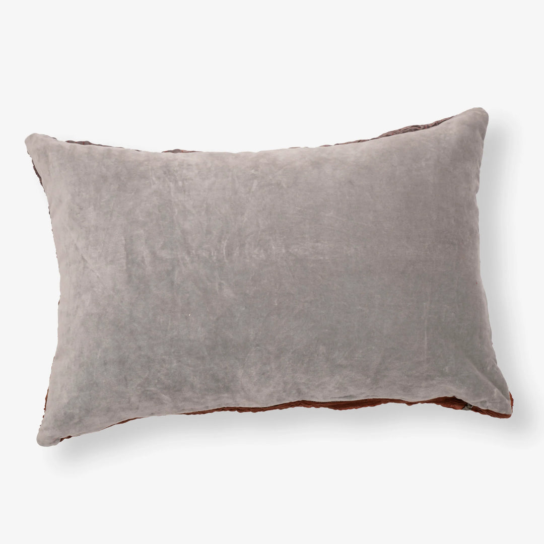 Sari Pleated Handmade Kantha Pillow Sham (With Velvet Back)