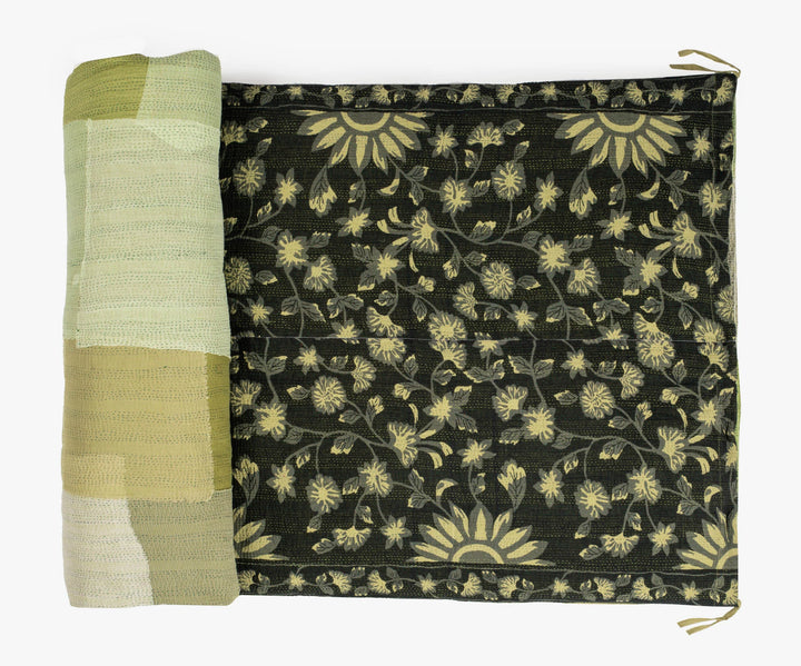 Mosaic Fray Handmade Vintage Kantha Day Bed Mattress Cover - Cauliflower