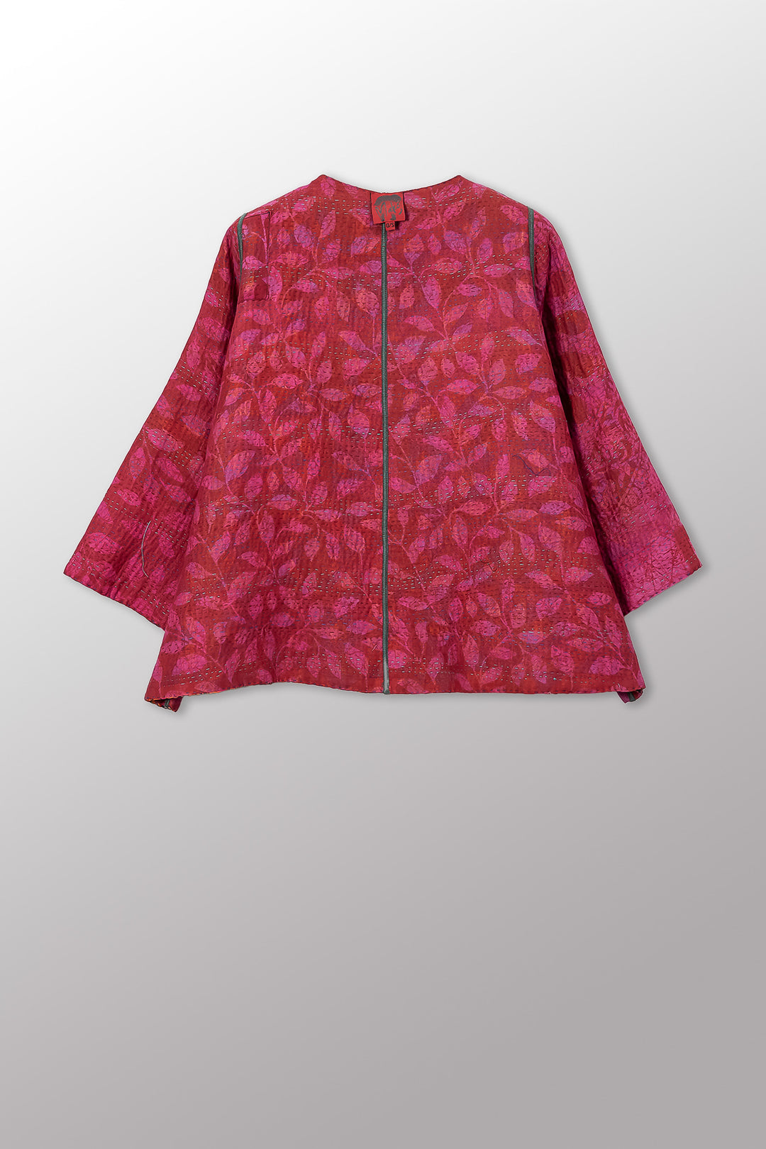 VINTAGE SILK GEORGETTE COTTON KANTHA BELL SHAPE JACKET - gc4048-0002a -