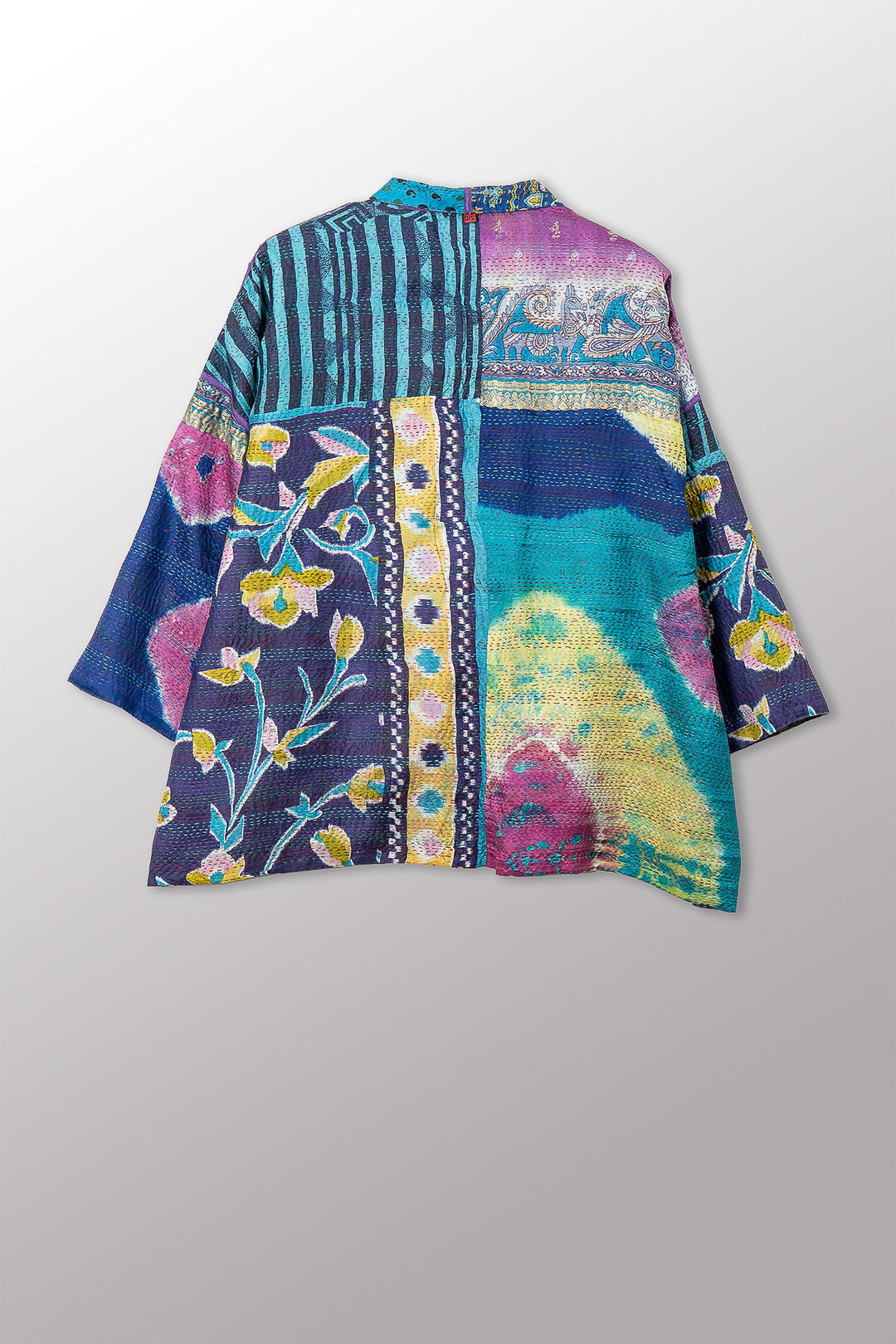 VINTAGE SILK KANTHA MINI KIMONO JKT - sv2055-0006a -