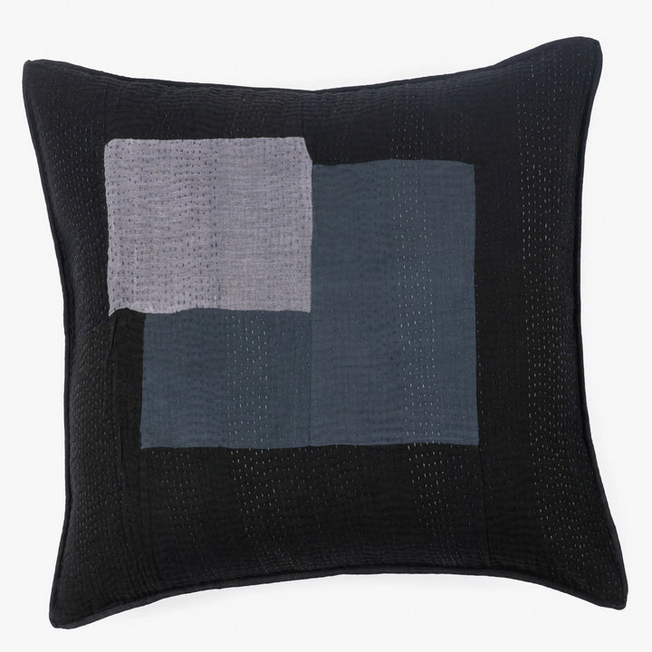 Landscape Handmade vintage Kantha Pillow - Black