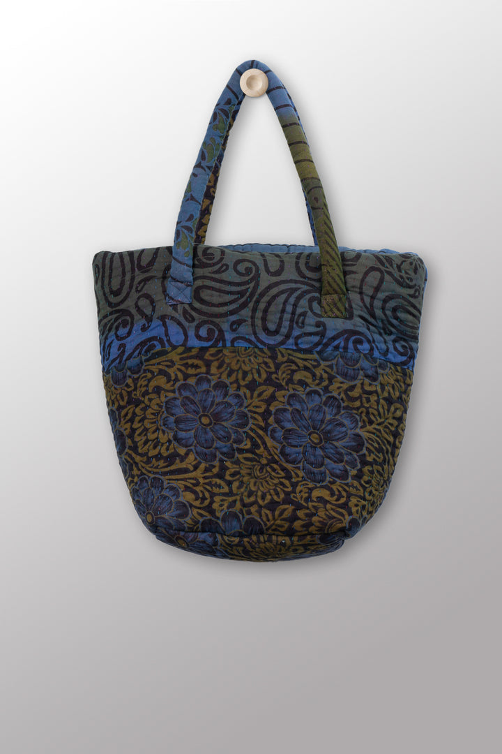Quilted Overdye Cotton Kantha Bucket Tote 