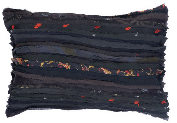 Wavy Stripe Patch Pillow -Black