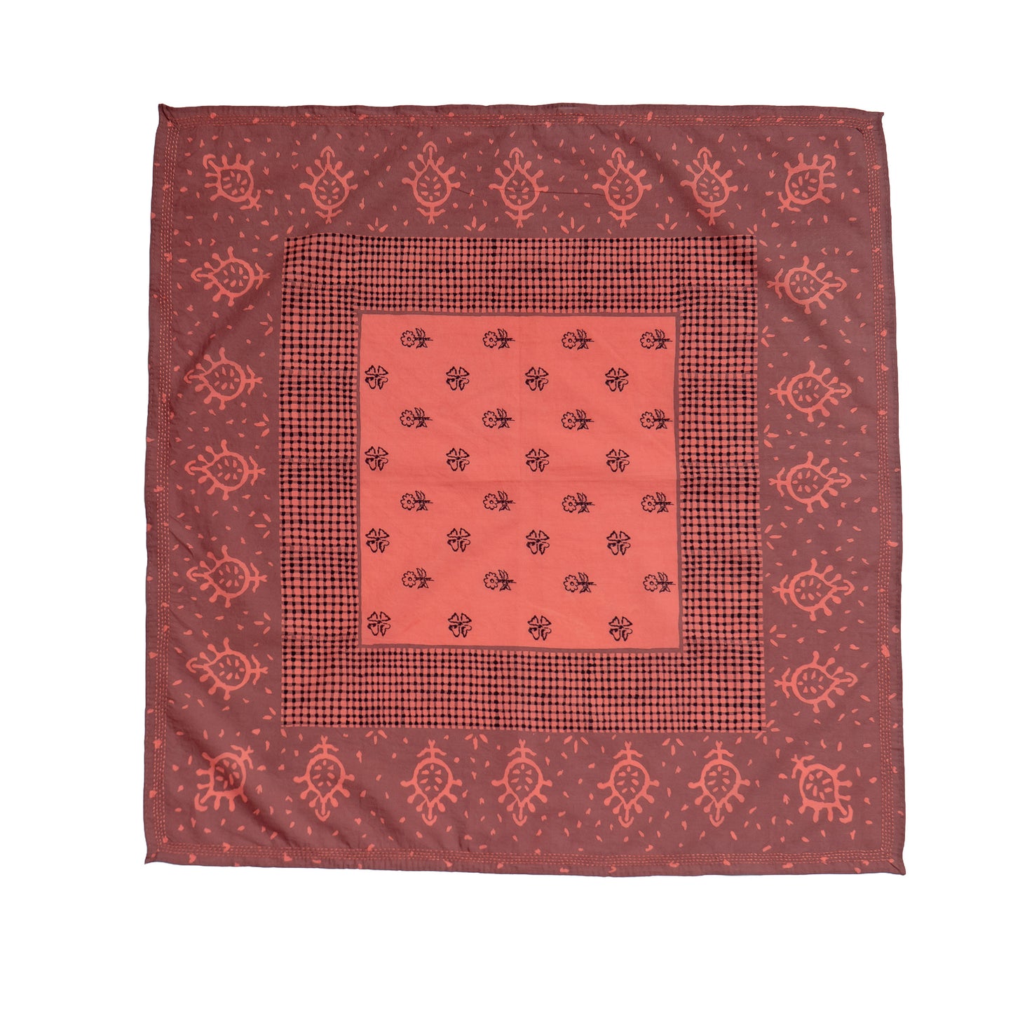 Bandana  Handmade Cotton Square kantha - Orange