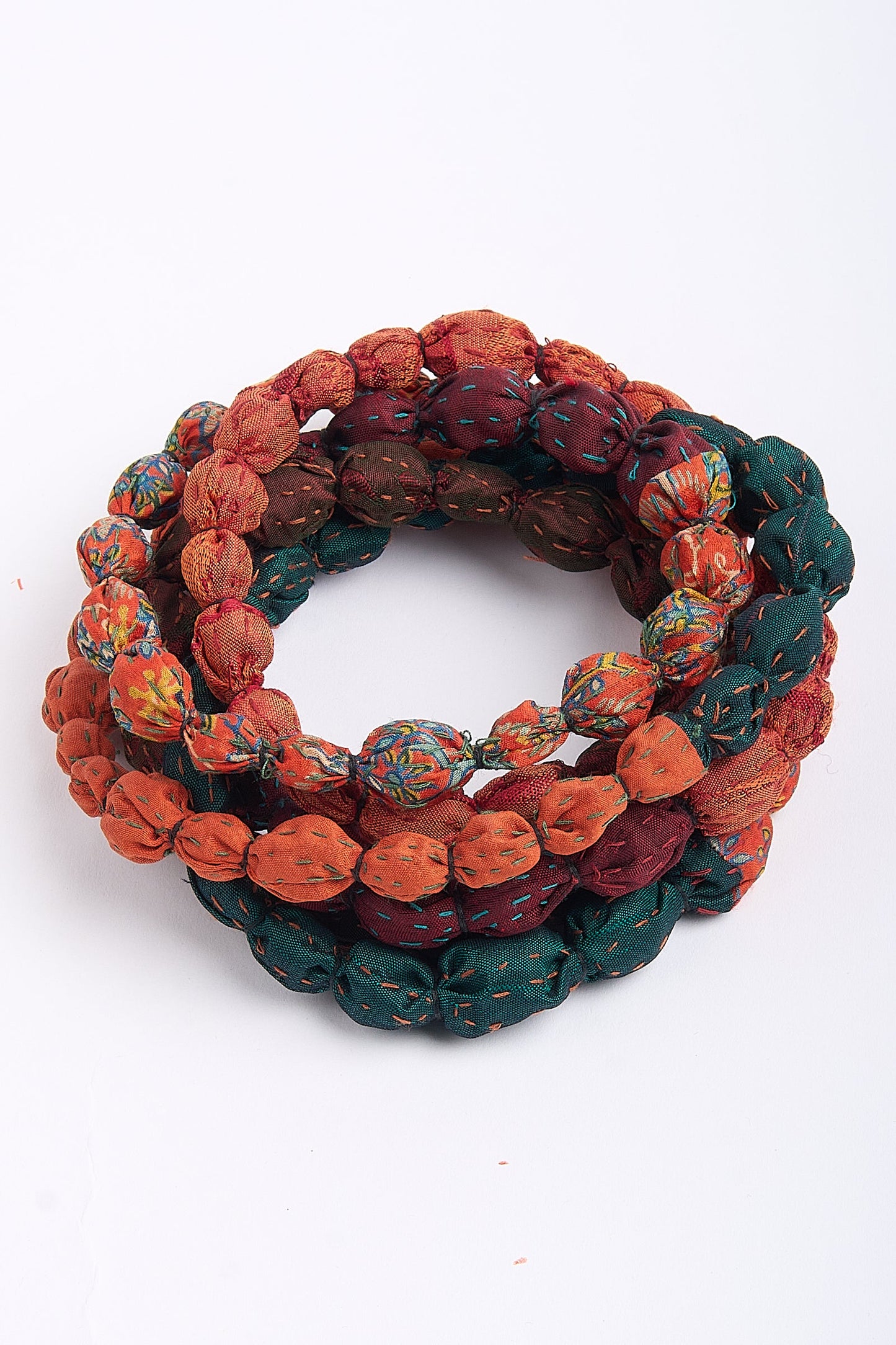 MONE SHIBORI TIE DYE KANTHA TIE-BEADS LONG NECKLACE - ms2707-org -