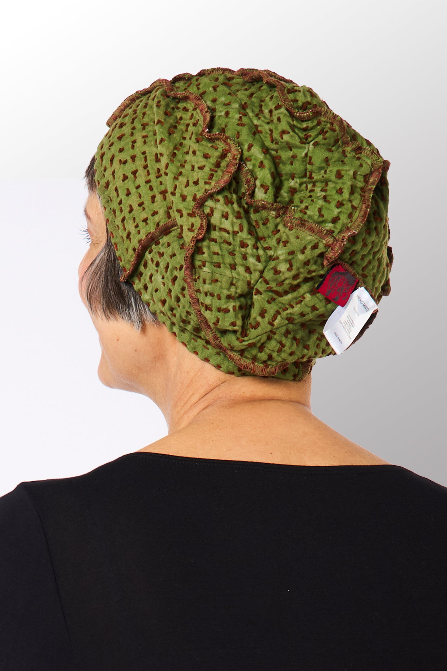 ABSTRACT WAFFLE KANTHA PATCHWORK HAT - bw3880-red -