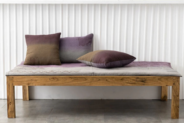 Vintage Fray Patch &amp; Ombre Kantha Day Bed Mattress Cover -Chocolate