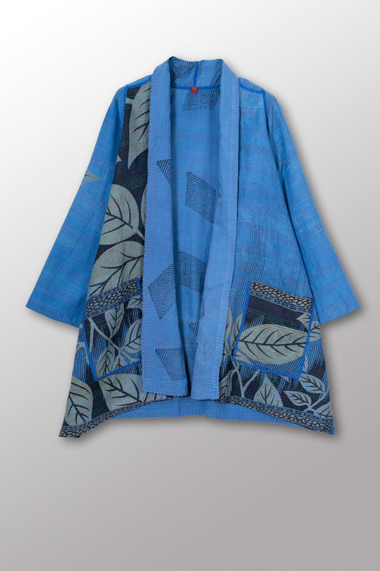 VINTAGE COTTON & NEW VOILE KANTHA A-LINE JKT - cn2003-0005a -