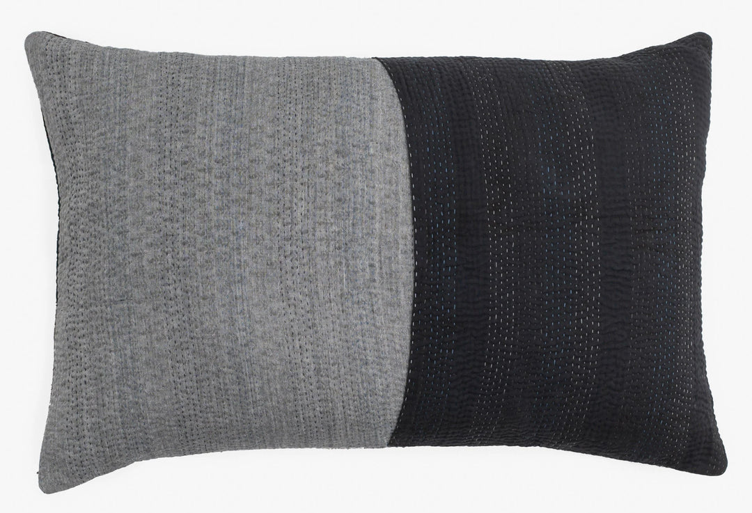 Landscape Handmade vintage Kantha Pillow - Black