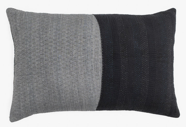 Landscape Handmade vintage Kantha Pillow - Black