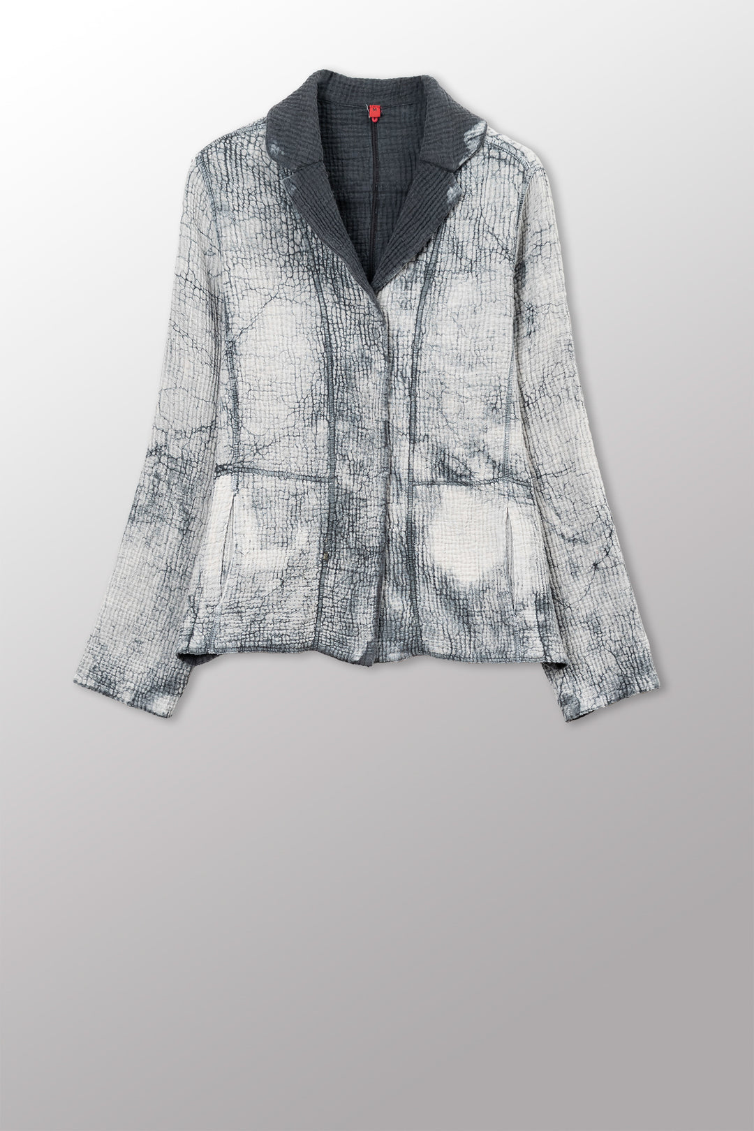 MUD DYE RIPPLE KANTHA SHAPED JACKET - yp4j109-gry -