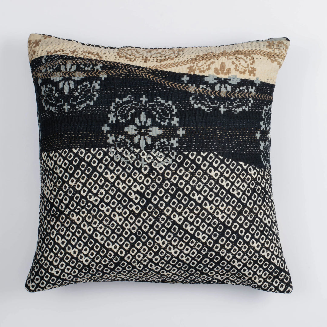 Kimono Print  Black Pillow