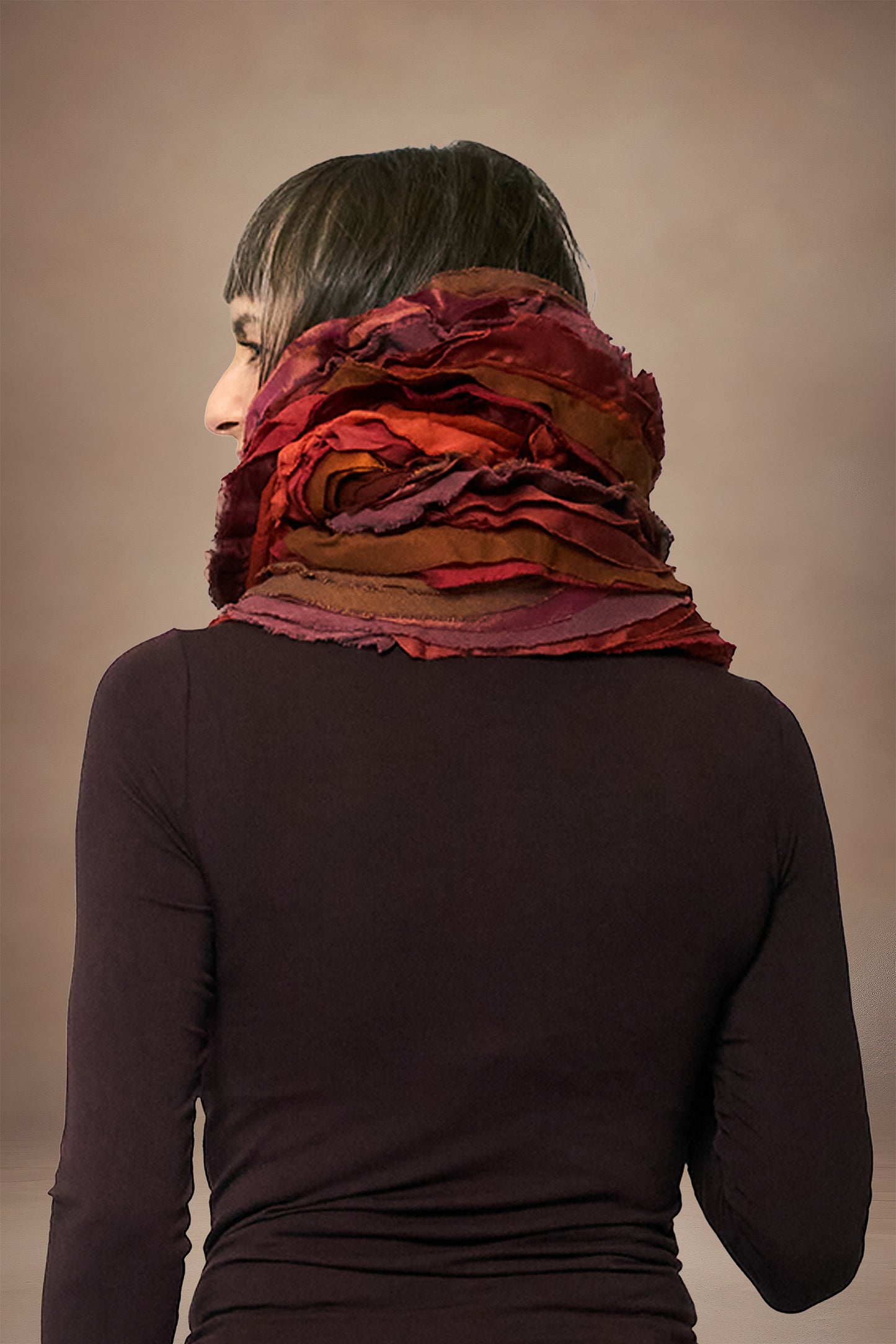 WAVY STRIPE KANTHA COWL NECK TUBE - wv2846-org -