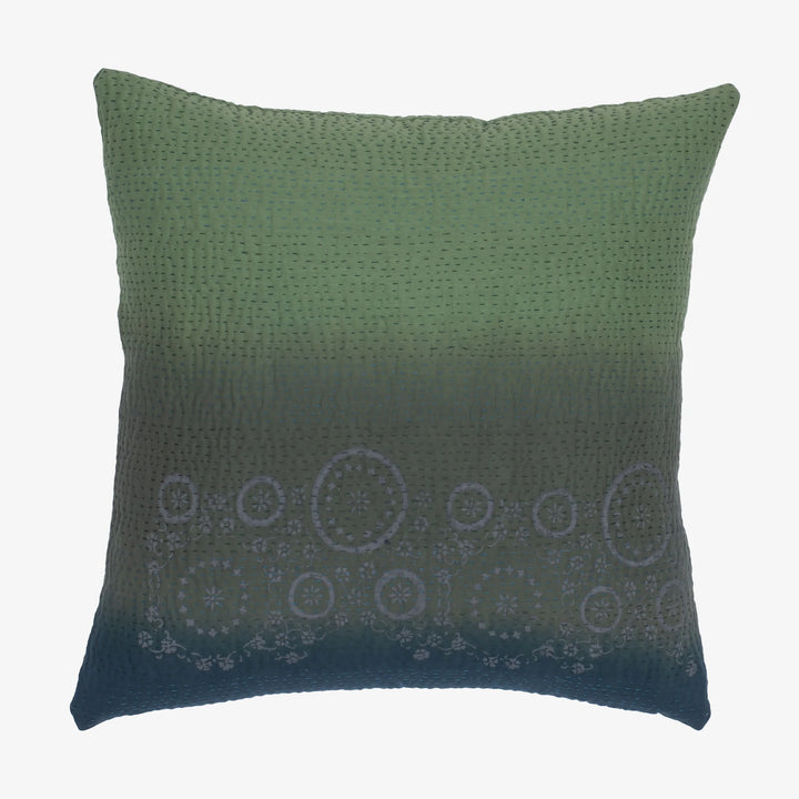 Cotton Ombre Handmade Vintage Kantha Pillow - Avocado
