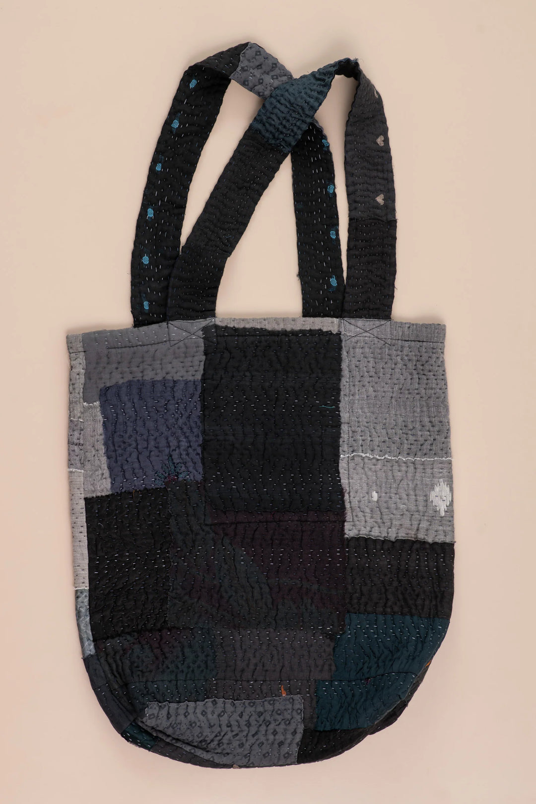 Landscape Handmade Vintage Kantha Tote Bag -Black