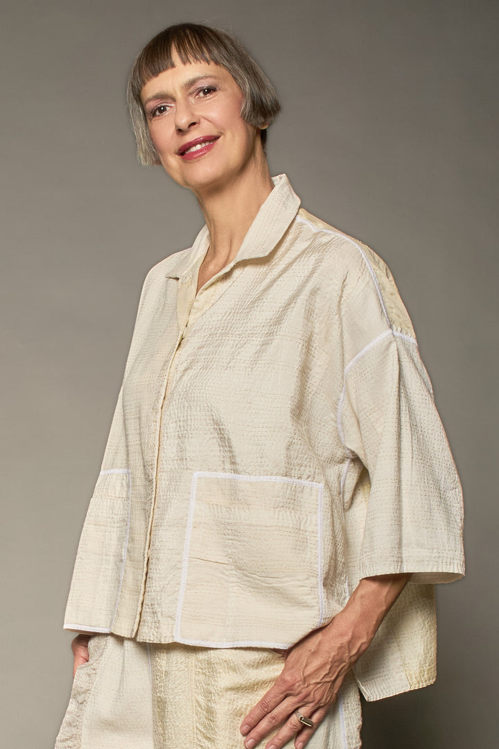 JAIPUR WHITE KANTHACROPPED TENT SHIRT - jw2596-ivy -