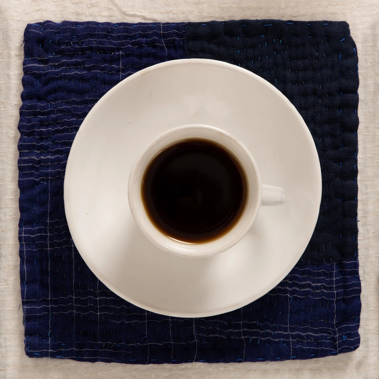 Landscape Handmade Vintage Kantha Coaster -Navy - ( Set of 2)