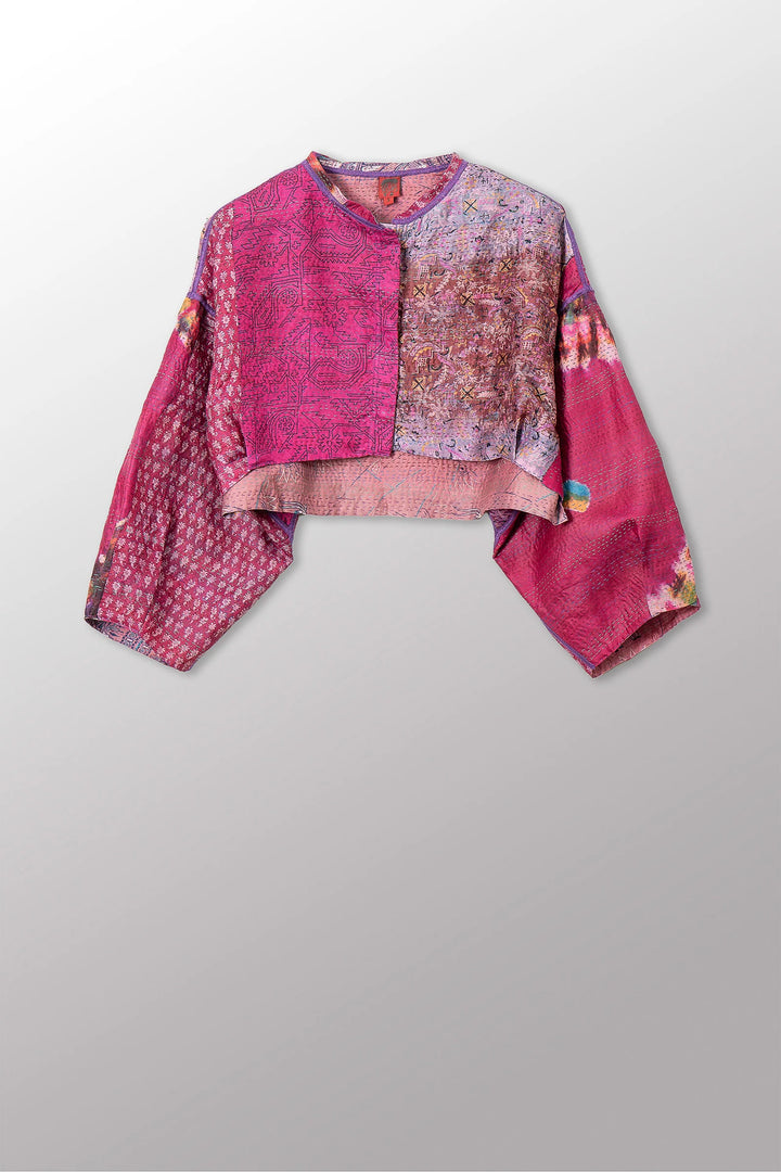 VINTAGE SILK KANTHA SLEEVE JACKET - sv2090-0005s -