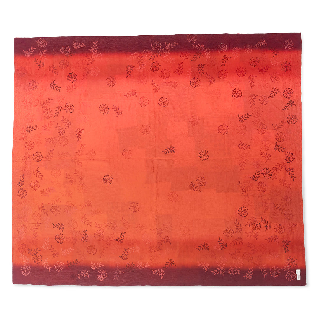 Ombre Patch Vintage Cotton Kantha Table Covers - Orange